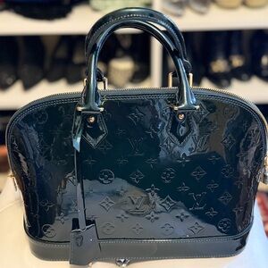 Glossy Handbag in Dark Teal Monogram Vernis